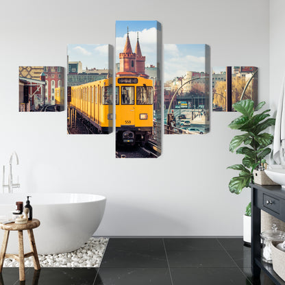 Obraz Wieloczęściowy Żółty Pociąg Berlin – miejska panorama do wnętrz industrialnych, nowoczesnych, loftowych – widok 4