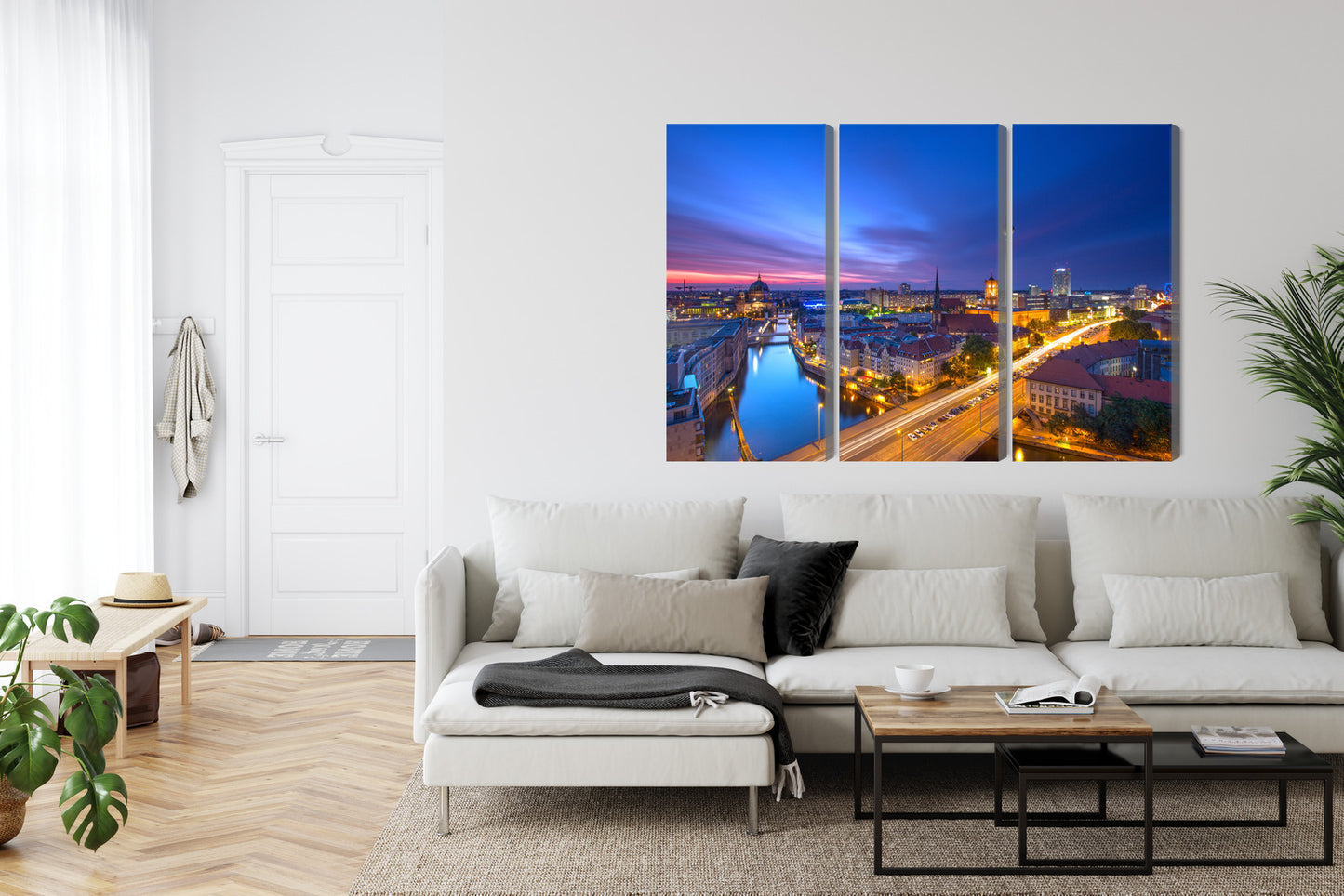 Obraz Wieloczęściowy Panorama Berlina – miejski zachód słońca do wnętrz nowoczesnych i industrialnych – widok 5