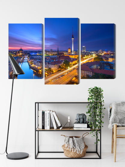 Obraz Wieloczęściowy Panorama Berlina – zachód słońca do wnętrz nowoczesnych, loft i eleganckich – widok 8