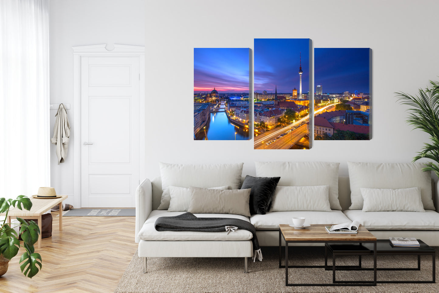 Obraz Wieloczęściowy Panorama Berlina – zachód słońca do wnętrz nowoczesnych, loft i eleganckich – widok 5