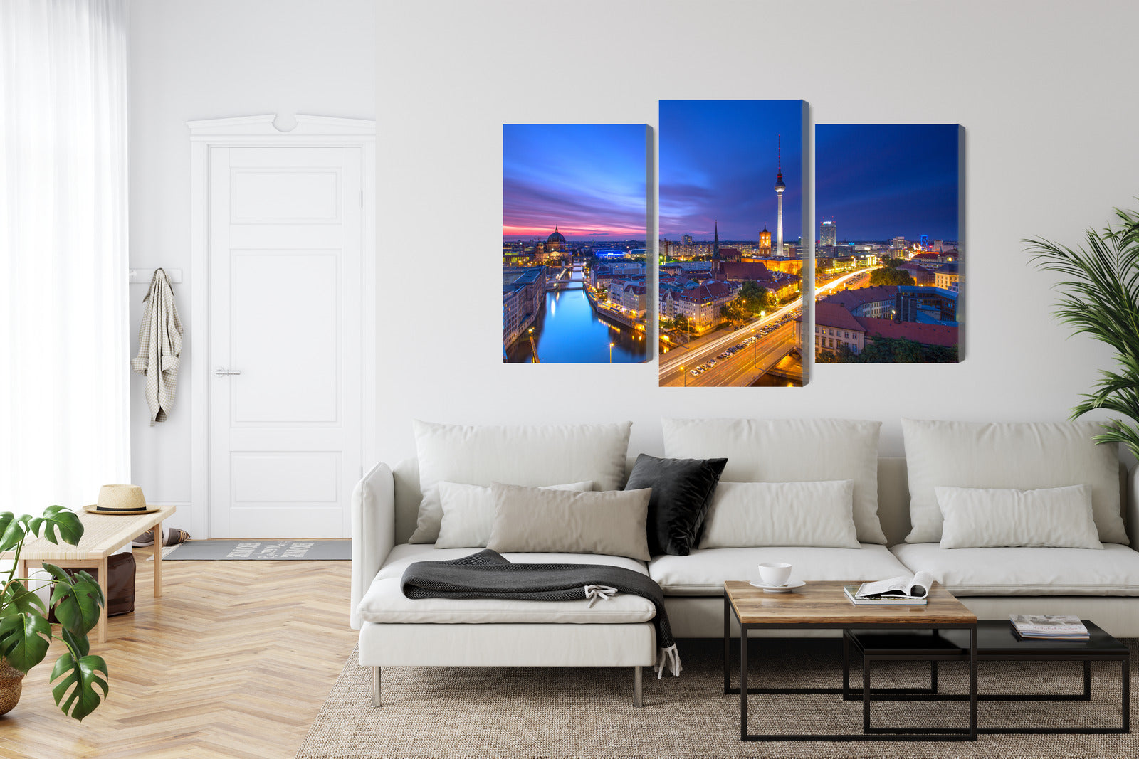 Obraz Wieloczęściowy Panorama Berlina – zachód słońca do wnętrz nowoczesnych, loft i eleganckich – widok 5