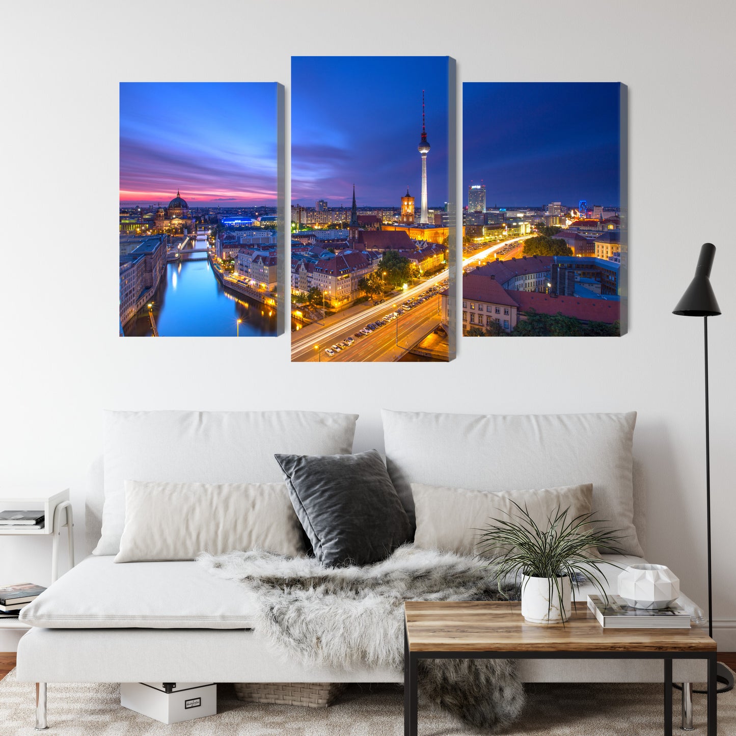 Obraz Wieloczęściowy Panorama Berlina – zachód słońca do wnętrz nowoczesnych, loft i eleganckich – widok 3