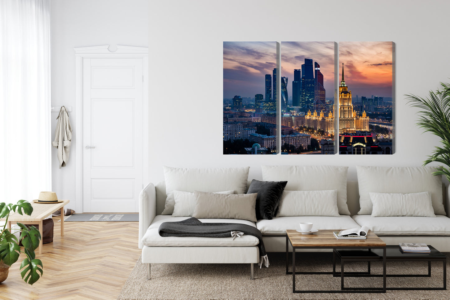Obraz Wieloczęściowy Panorama Moskwy – dynamiczny pejzaż miejski do wnętrz nowoczesnych i loftowych – widok 5