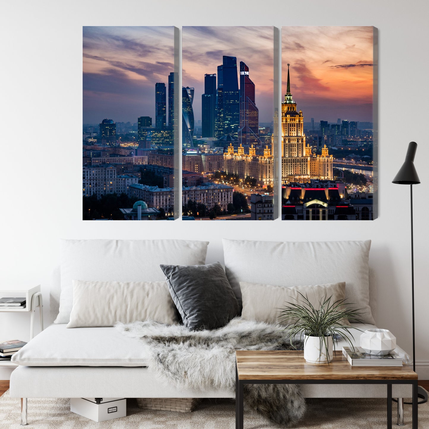 Obraz Wieloczęściowy Panorama Moskwy – dynamiczny pejzaż miejski do wnętrz nowoczesnych i loftowych – widok 3