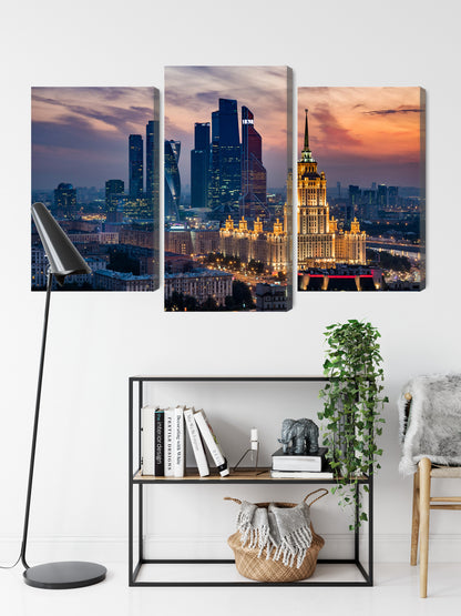 Obraz Wieloczęściowy Panorama Moskwy – dynamiczny widok miejski do wnętrz nowoczesnych i industrialnych – widok 8