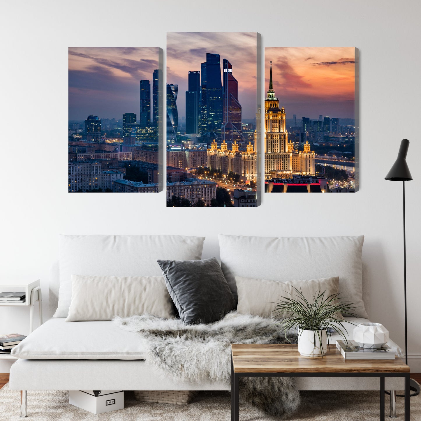 Obraz Wieloczęściowy Panorama Moskwy – dynamiczny widok miejski do wnętrz nowoczesnych i industrialnych – widok 3