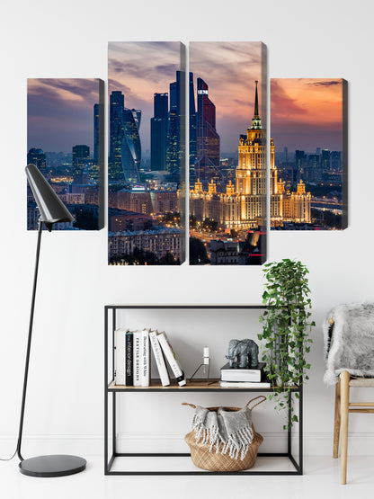 Obraz Wieloczęściowy Panorama Moskwy – dynamiczny widok miejski do wnętrz nowoczesnych, industrialnych i loftowych – widok 8