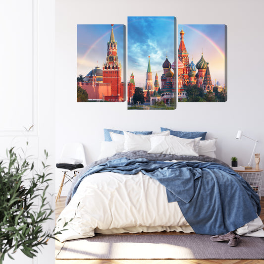 Obraz Wieloczęściowy Panorama Placu Czerwonego – ikoniczna panorama miasta do wnętrz klasycznych, eklektycznych i nowoczesnych – widok 2