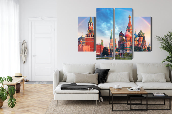 Obraz Wieloczęściowy Panorama Placu Czerwonego – ikoniczna architektura do wnętrz klasycznych i eklektycznych – widok 5
