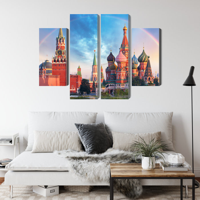 Obraz Wieloczęściowy Panorama Placu Czerwonego – ikoniczna architektura do wnętrz klasycznych i eklektycznych – widok 3