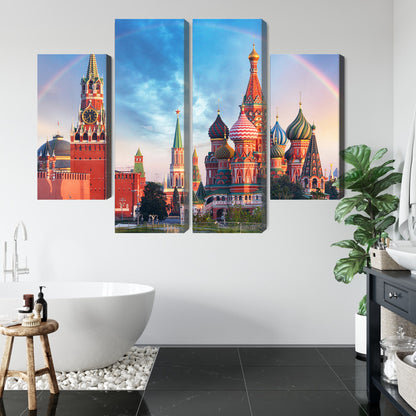 Obraz Wieloczęściowy Panorama Placu Czerwonego – ikoniczna architektura do wnętrz klasycznych i eklektycznych – widok 4