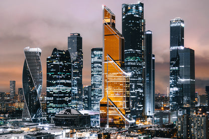 Obraz Wieloczęściowy Panorama Moskwy – miejska dynamika do wnętrz nowoczesnych, industrialnych i loftowych 180x120