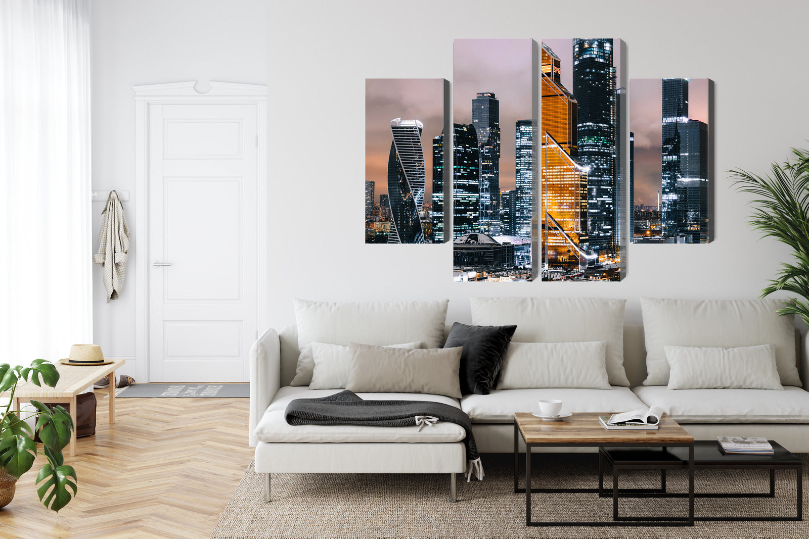 Obraz Wieloczęściowy Panorama Moskwy – miejska wizja do wnętrz nowoczesnych, industrialnych, glamour – widok 5