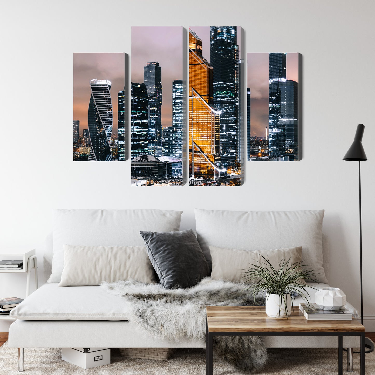 Obraz Wieloczęściowy Panorama Moskwy – miejska wizja do wnętrz nowoczesnych, industrialnych, glamour – widok 3