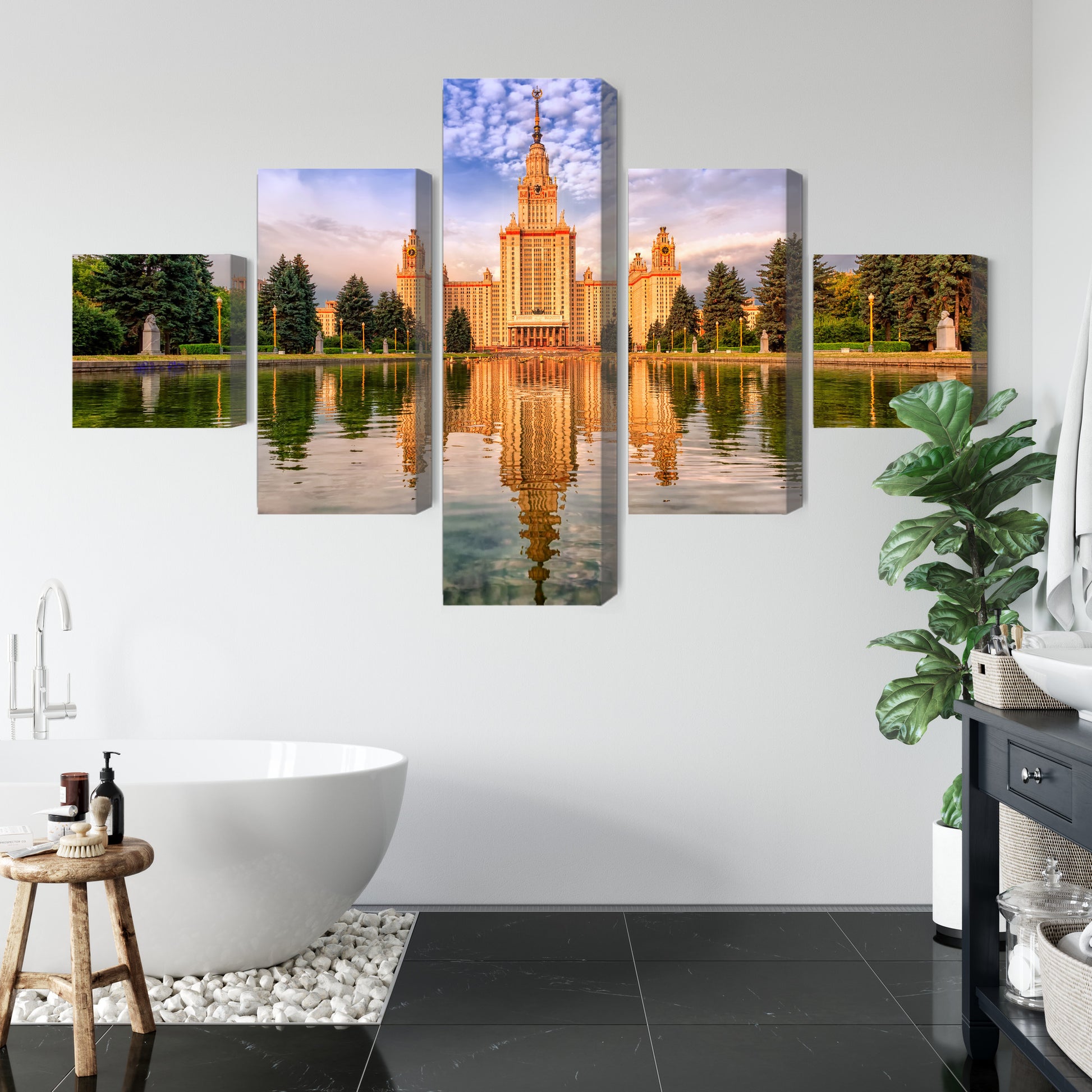 Obraz Wieloczęściowy Architektura MGU – monumentalność do wnętrz nowoczesnych i industrialnych – widok 4