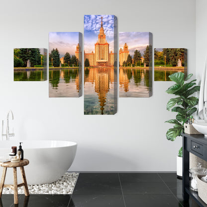 Obraz Wieloczęściowy Architektura MGU – monumentalność do wnętrz nowoczesnych i industrialnych – widok 4
