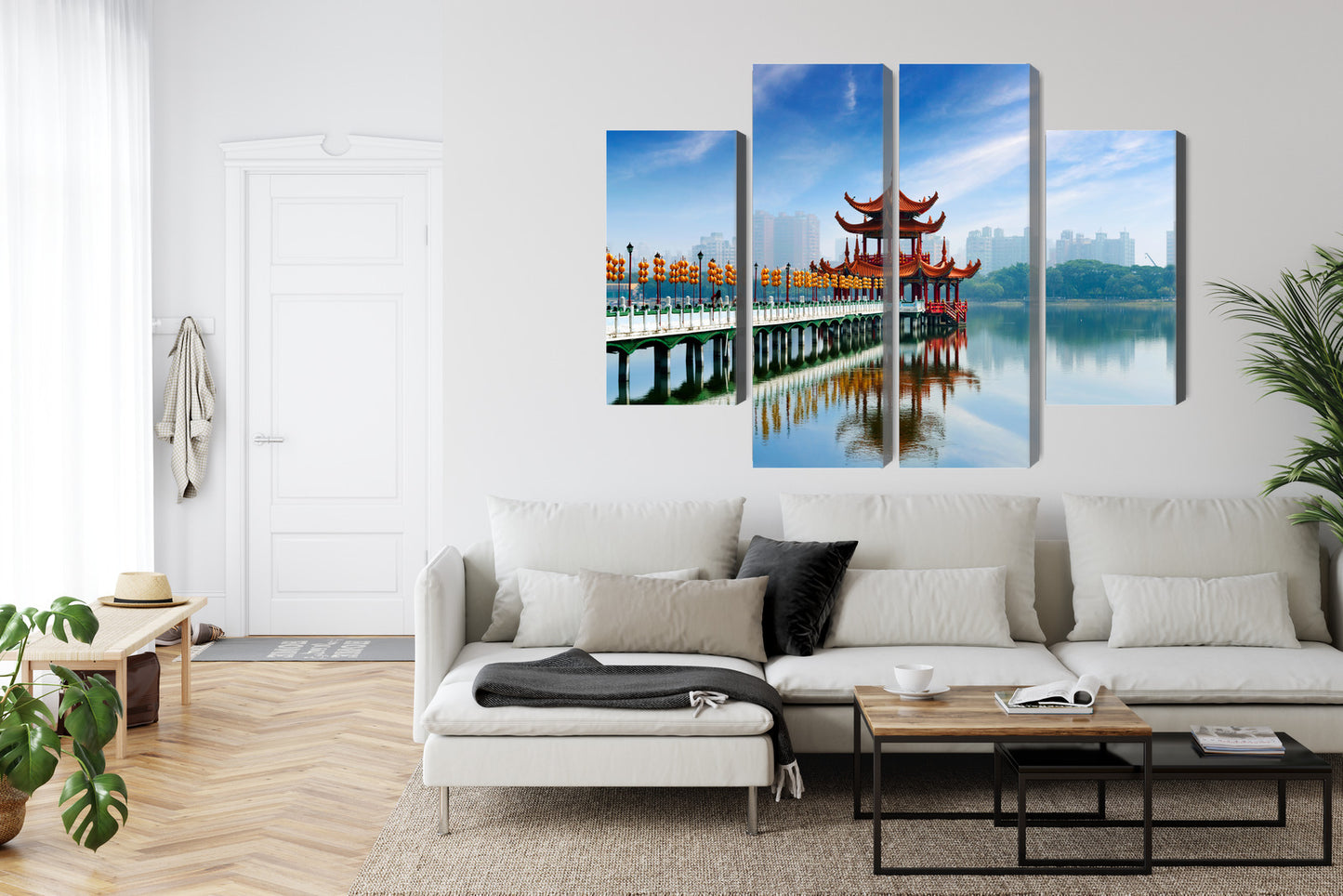 Obraz Wieloczęściowy Panorama Kaohsiung – miejski pejzaż do wnętrz nowoczesnych, minimalistycznych i eklektycznych – widok 5
