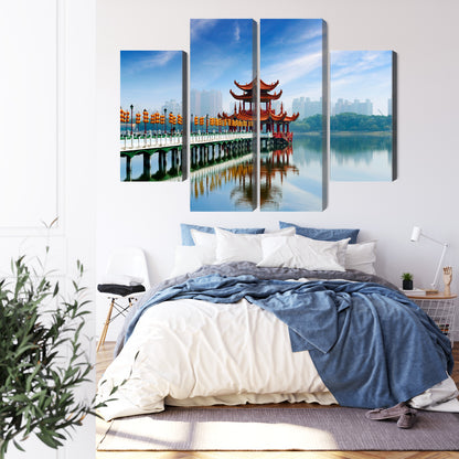 Obraz Wieloczęściowy Panorama Kaohsiung – miejski pejzaż do wnętrz nowoczesnych, minimalistycznych i eklektycznych – widok 2
