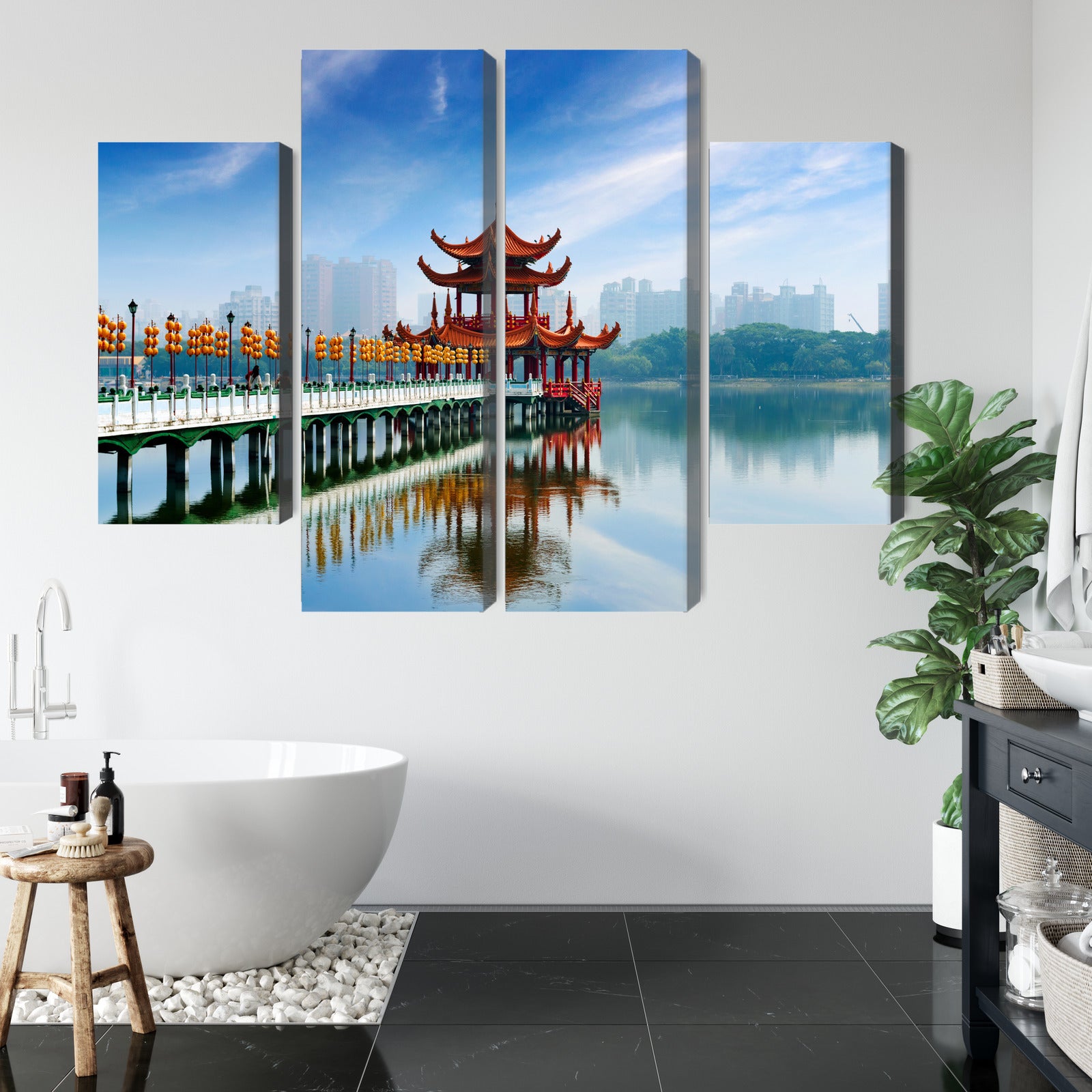 Obraz Wieloczęściowy Panorama Kaohsiung – miejski pejzaż do wnętrz nowoczesnych, minimalistycznych i eklektycznych – widok 4