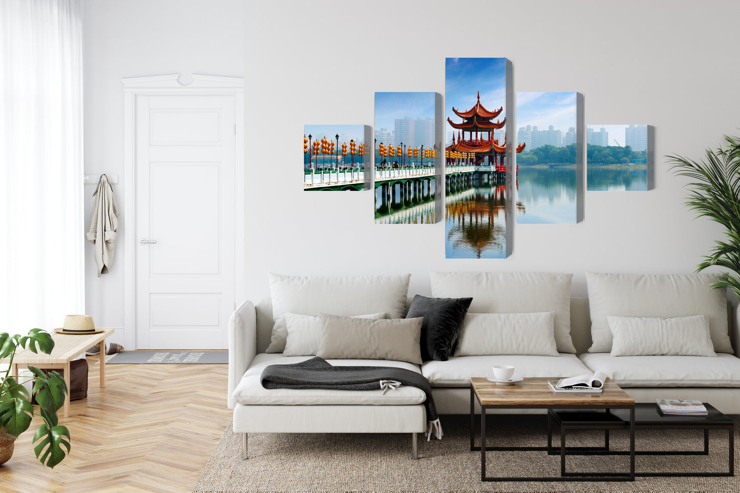 Obraz Wieloczęściowy Kaohsiung, Panorama Portowa – dynamiczny pejzaż miejski do wnętrz nowoczesnych i loftowych – widok 5