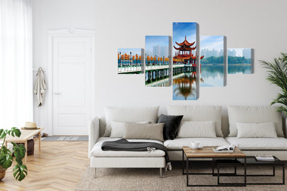 Obraz Wieloczęściowy Kaohsiung, Panorama Portowa – dynamiczny pejzaż miejski do wnętrz nowoczesnych i loftowych – widok 5