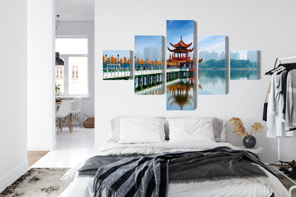 Obraz Wieloczęściowy Kaohsiung, Panorama Portowa – dynamiczny pejzaż miejski do wnętrz nowoczesnych i loftowych – widok 6