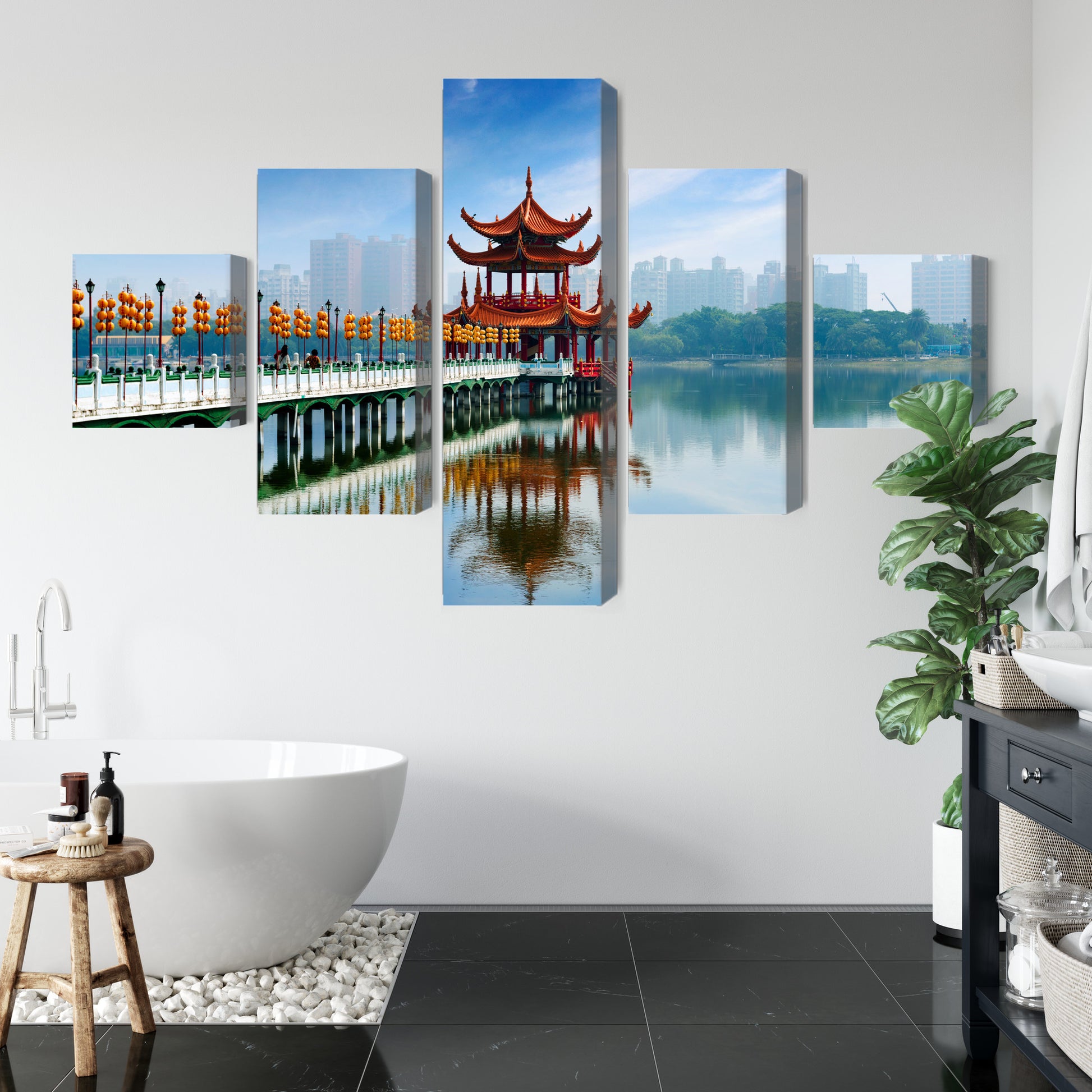 Obraz Wieloczęściowy Kaohsiung, Panorama Portowa – dynamiczny pejzaż miejski do wnętrz nowoczesnych i loftowych – widok 4