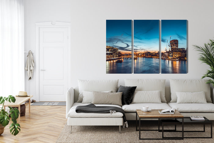 Obraz Wieloczęściowy Panorama Tamizy – elegancki widok miejski do wnętrz nowoczesnych, industrialnych i loftowych – widok 5