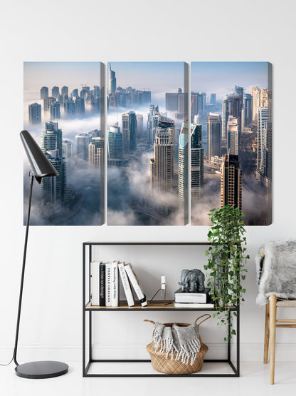 Obraz Wieloczęściowy Panorama Dubaju – mglista elegancja do wnętrz nowoczesnych i minimalistycznych – widok 8