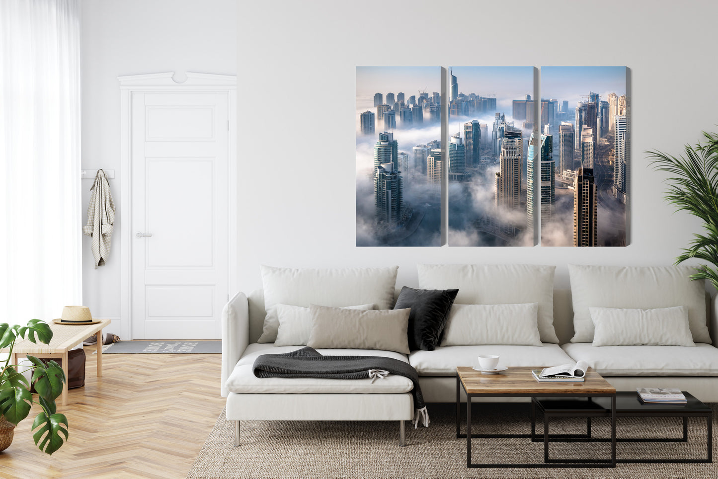 Obraz Wieloczęściowy Panorama Dubaju – mglista elegancja do wnętrz nowoczesnych i minimalistycznych – widok 5