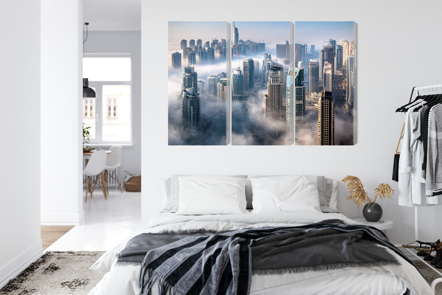 Obraz Wieloczęściowy Panorama Dubaju – mglista elegancja do wnętrz nowoczesnych i minimalistycznych – widok 6