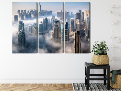 Obraz Wieloczęściowy Panorama Dubaju – mglista elegancja do wnętrz nowoczesnych i minimalistycznych – widok 7