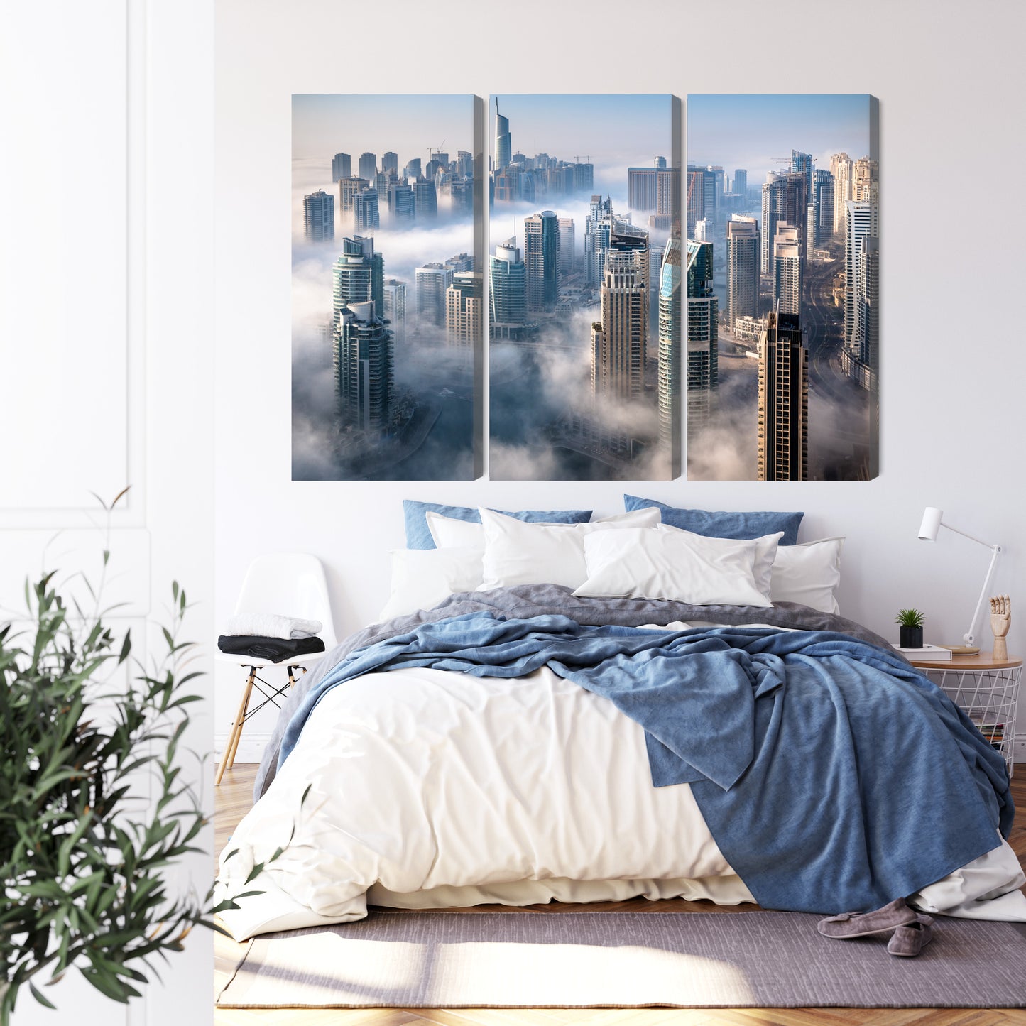 Obraz Wieloczęściowy Panorama Dubaju – mglista elegancja do wnętrz nowoczesnych i minimalistycznych – widok 2