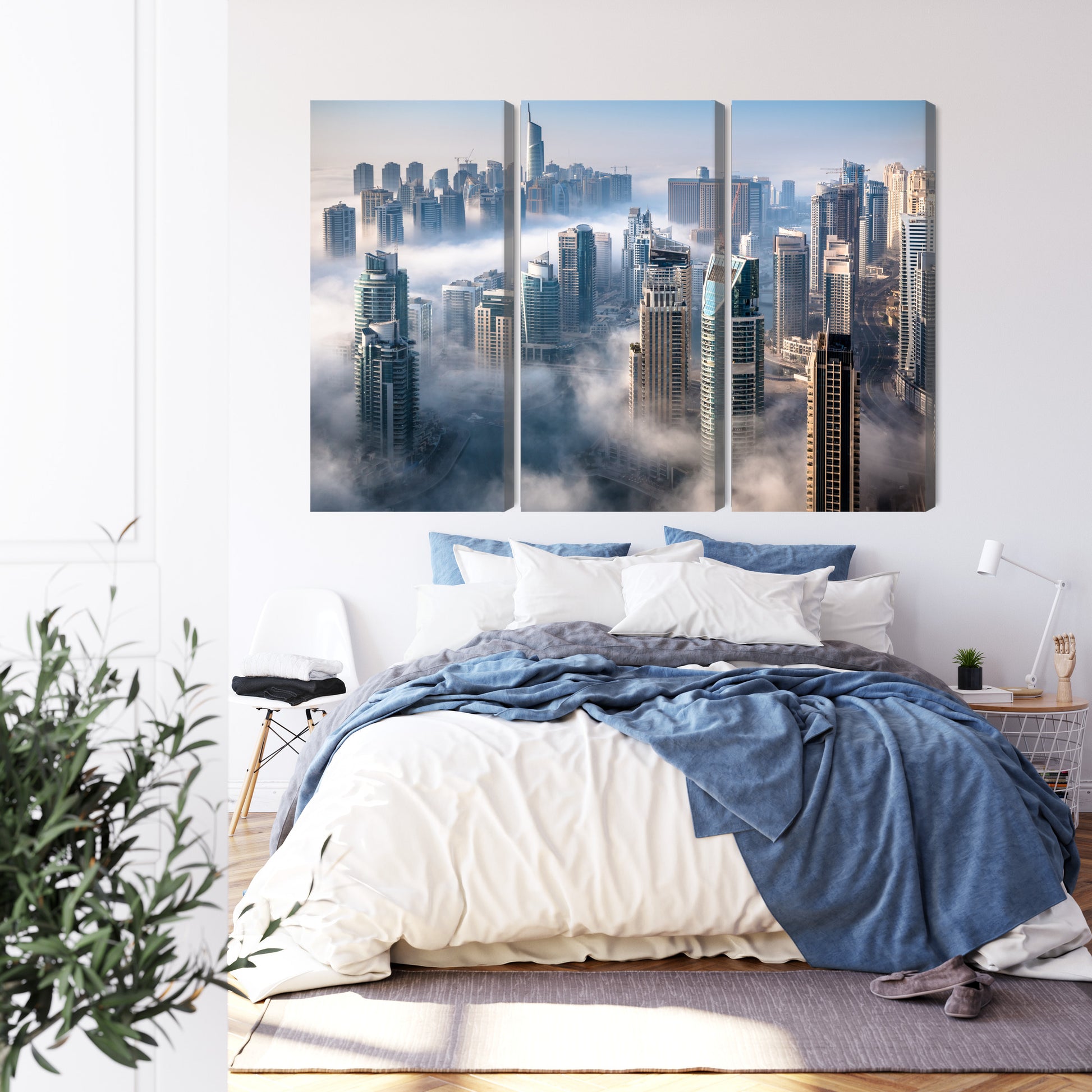 Obraz Wieloczęściowy Panorama Dubaju – mglista elegancja do wnętrz nowoczesnych i minimalistycznych – widok 2