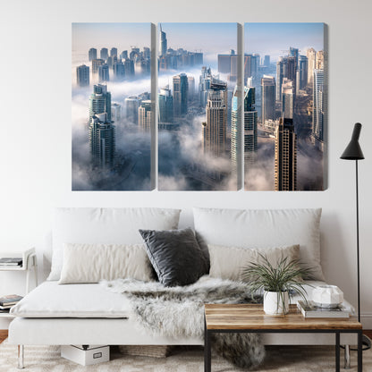 Obraz Wieloczęściowy Panorama Dubaju – mglista elegancja do wnętrz nowoczesnych i minimalistycznych – widok 3