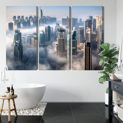 Obraz Wieloczęściowy Panorama Dubaju – mglista elegancja do wnętrz nowoczesnych i minimalistycznych – widok 4
