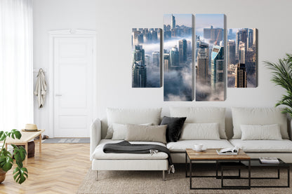 Obraz Wieloczęściowy Panorama Dubaju We Mgle – miejska kompozycja do wnętrz nowoczesnych i minimalistycznych – widok 5