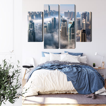 Obraz Wieloczęściowy Panorama Dubaju We Mgle – miejska kompozycja do wnętrz nowoczesnych i minimalistycznych – widok 2