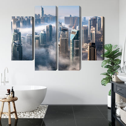 Obraz Wieloczęściowy Panorama Dubaju We Mgle – miejska kompozycja do wnętrz nowoczesnych i minimalistycznych – widok 4