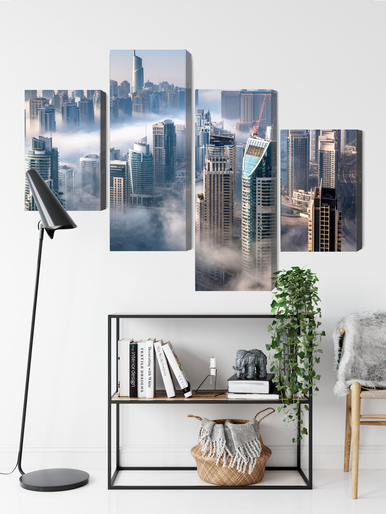 Obraz Wieloczęściowy Dubaj We Mgle – nowoczesna panorama metropolii do wnętrz loftowych, glamour i minimalistycznych – widok 8