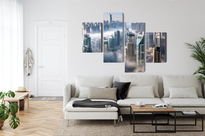 Obraz Wieloczęściowy Dubaj We Mgle – nowoczesna panorama metropolii do wnętrz loftowych, glamour i minimalistycznych – widok 5
