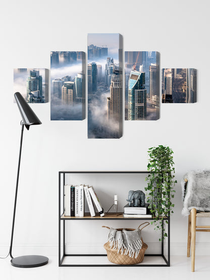 Obraz Wieloczęściowy Panorama Dubaju – metropolitalny do wnętrz nowoczesnych, glamour i art déco – widok 8