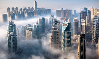 Obraz Wieloczęściowy Panorama Dubaju – metropolitalny do wnętrz nowoczesnych, glamour i art déco 250x150