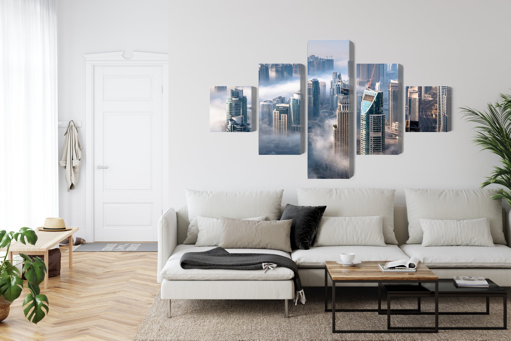 Obraz Wieloczęściowy Panorama Dubaju – metropolitalny do wnętrz nowoczesnych, glamour i art déco – widok 5