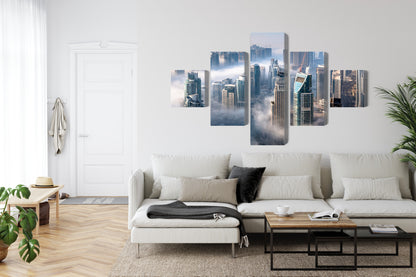 Obraz Wieloczęściowy Panorama Dubaju – metropolitalny do wnętrz nowoczesnych, glamour i art déco – widok 5