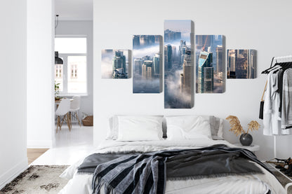 Obraz Wieloczęściowy Panorama Dubaju – metropolitalny do wnętrz nowoczesnych, glamour i art déco – widok 6