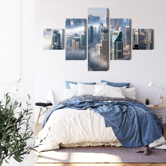 Obraz Wieloczęściowy Panorama Dubaju – metropolitalny do wnętrz nowoczesnych, glamour i art déco – widok 2
