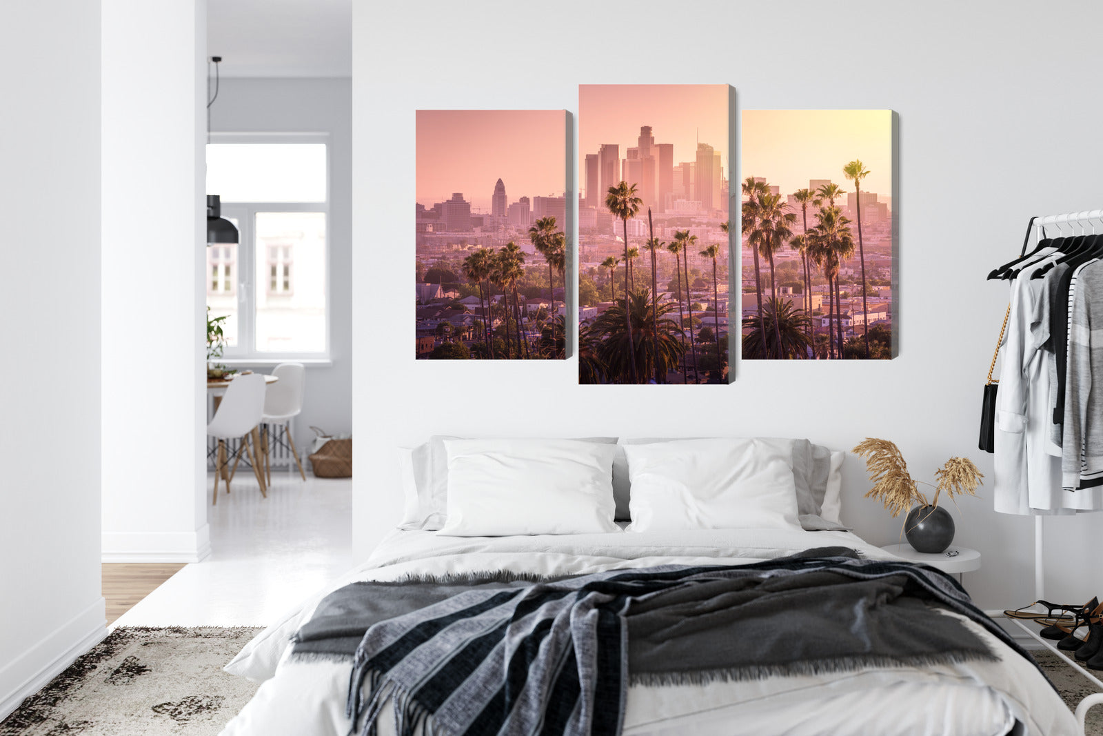 Obraz Wieloczęściowy Panorama Los Angeles – miejski zachód słońca do wnętrz nowoczesnych, industrialnych i loftowych – widok 6