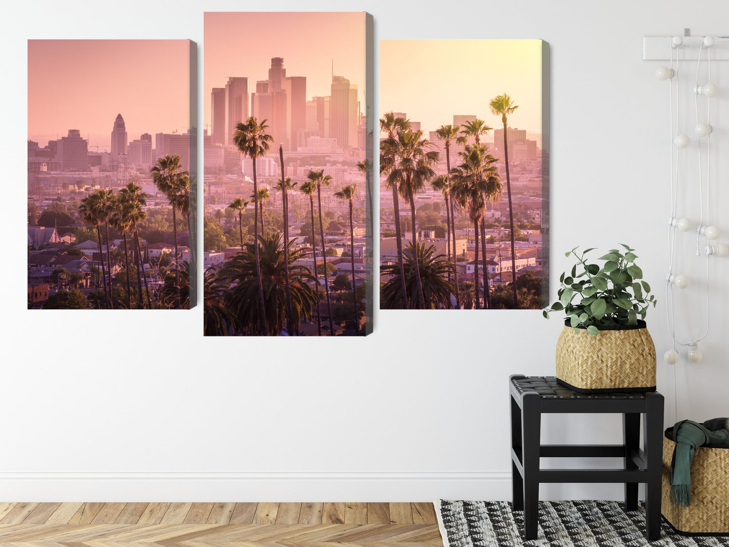 Obraz Wieloczęściowy Panorama Los Angeles – miejski zachód słońca do wnętrz nowoczesnych, industrialnych i loftowych – widok 7