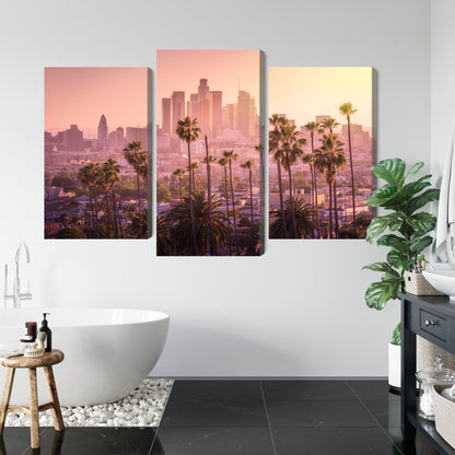 Obraz Wieloczęściowy Panorama Los Angeles – miejski zachód słońca do wnętrz nowoczesnych, industrialnych i loftowych – widok 4